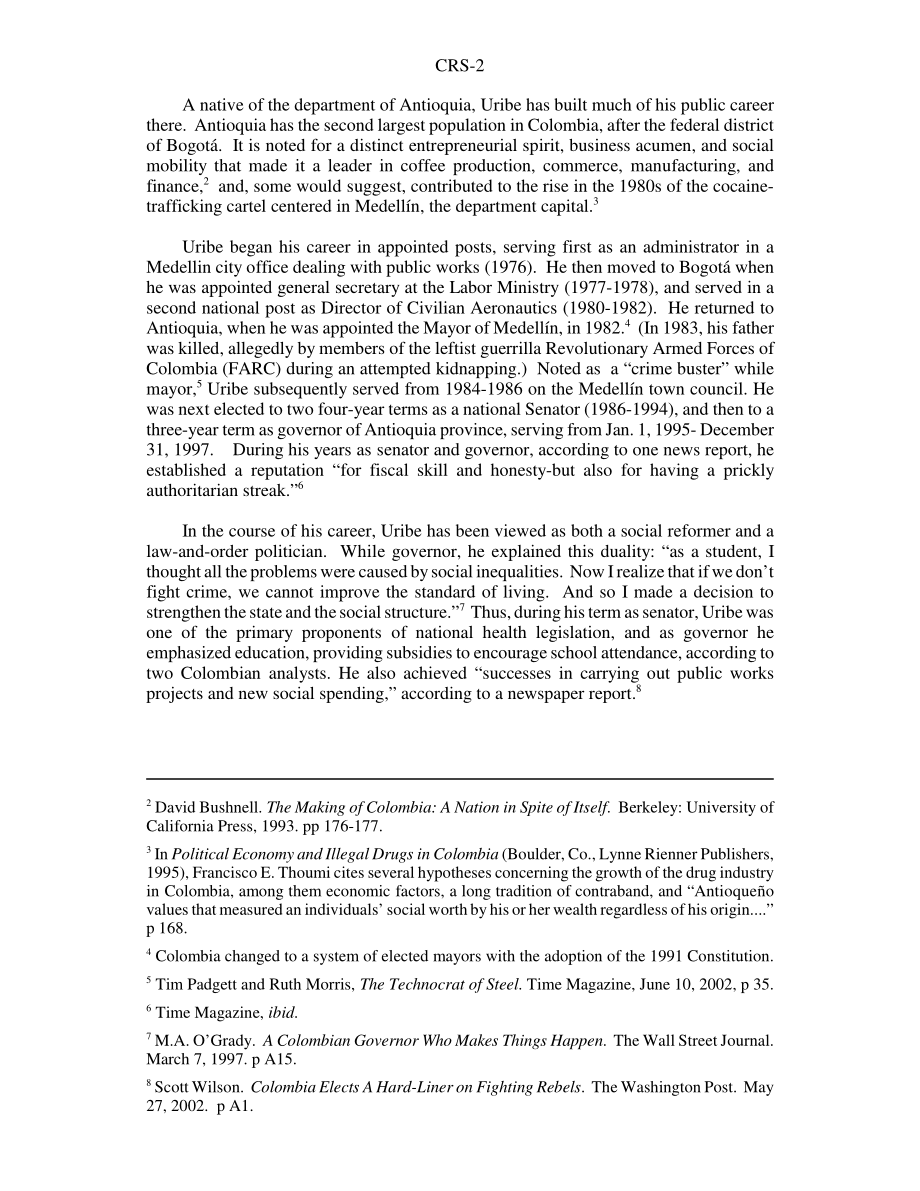 [20020614]RS21242_哥伦比亚：乌里韦政府和国会的担忧.pdf_第2页