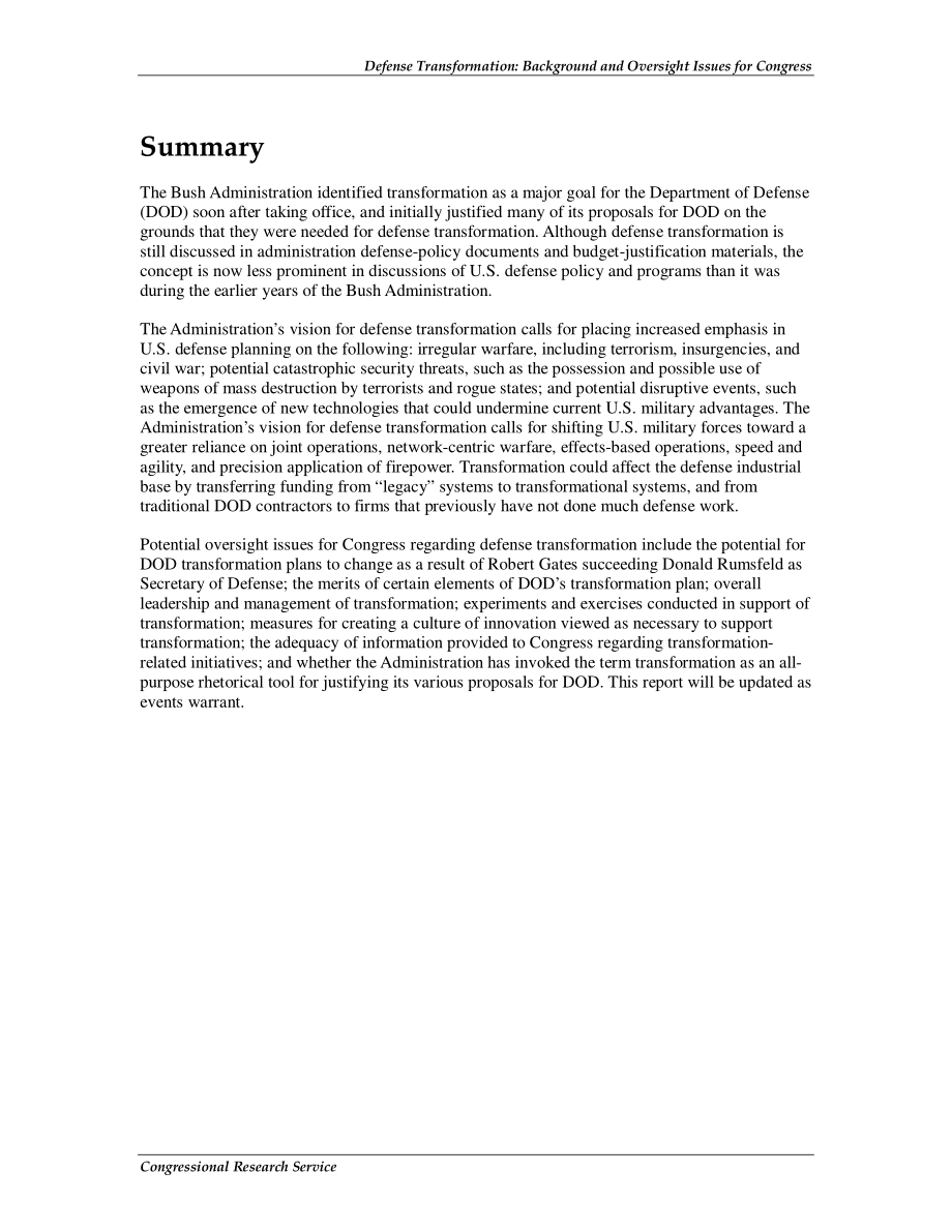 [20070416]RL32238_国防转型：国会的背景和监督问题.pdf_第2页