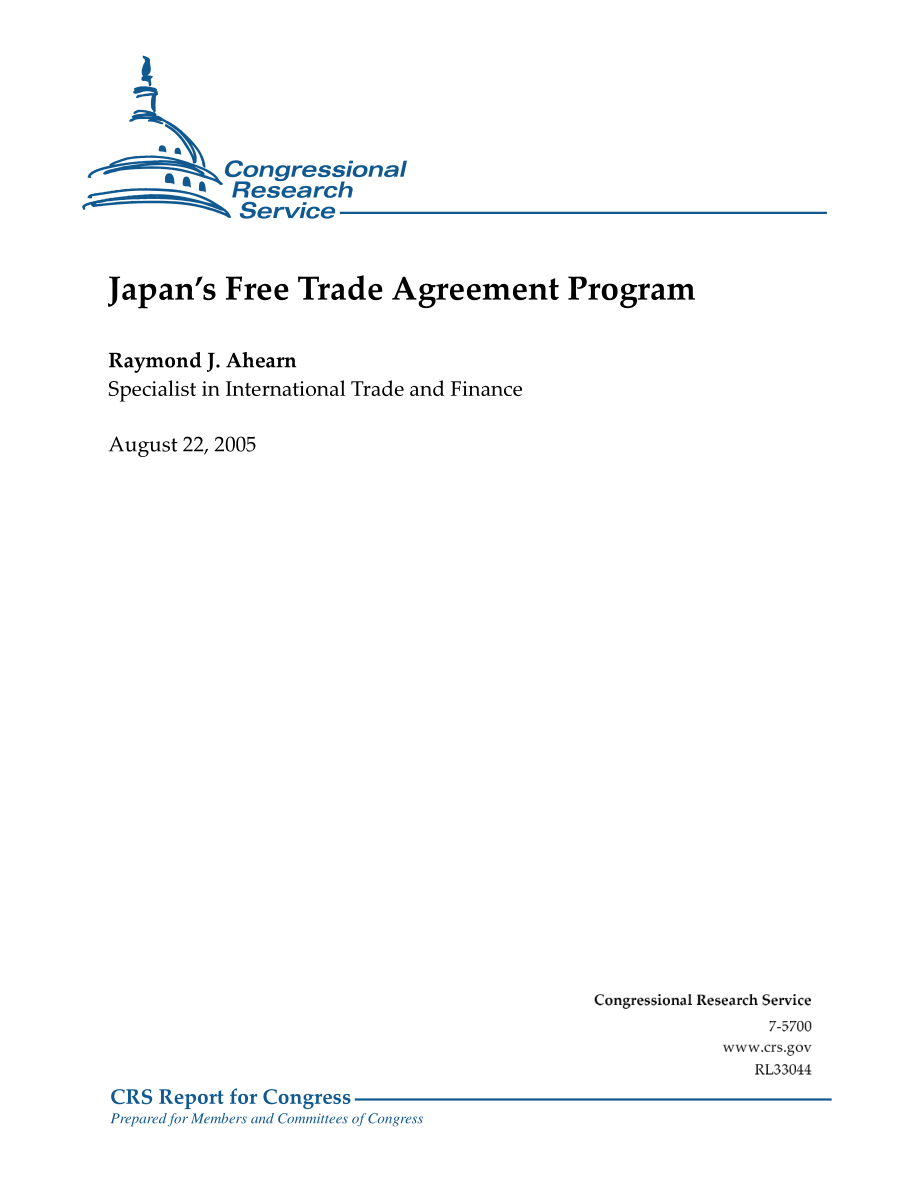 [20050822]RL33044_日本的自由贸易协定计划.pdf_第1页