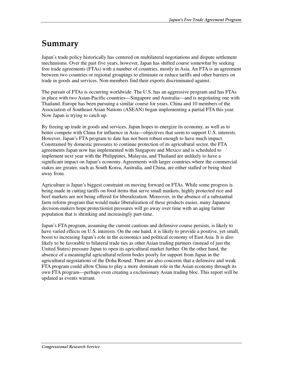 [20050822]RL33044_日本的自由贸易协定计划.pdf_第2页