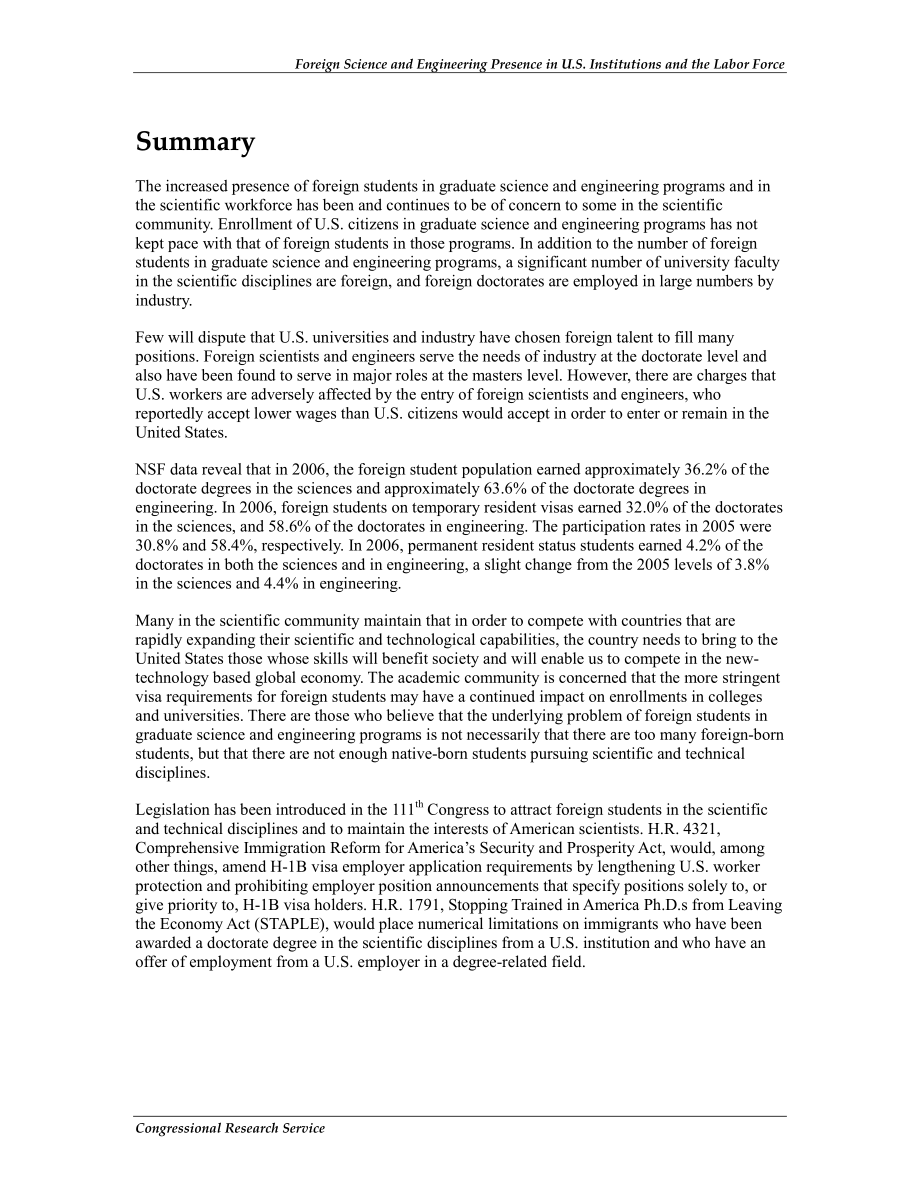[20101028]97-746_外国科学和工程在美国机构和劳动力中的存在.pdf_第2页