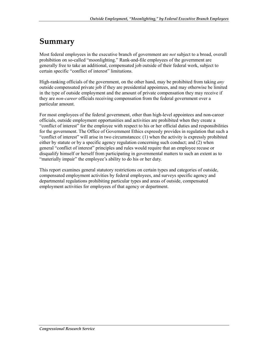 [20121212]R42857_联邦行政部门员工的外部就业“兼职”.pdf_第2页