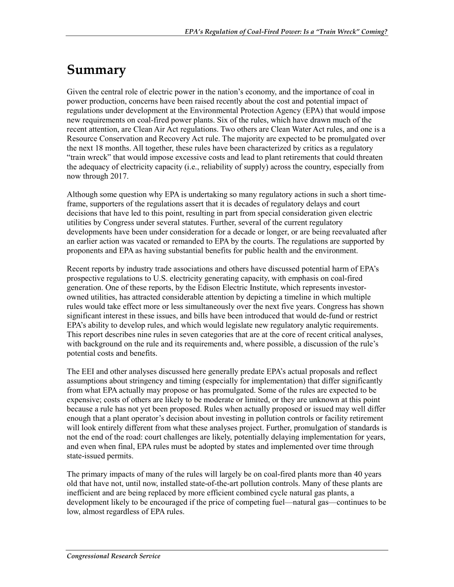 [20110808]R41914_美国环保局对燃煤发电的规定：“火车失事”即将发生吗？.pdf_第2页