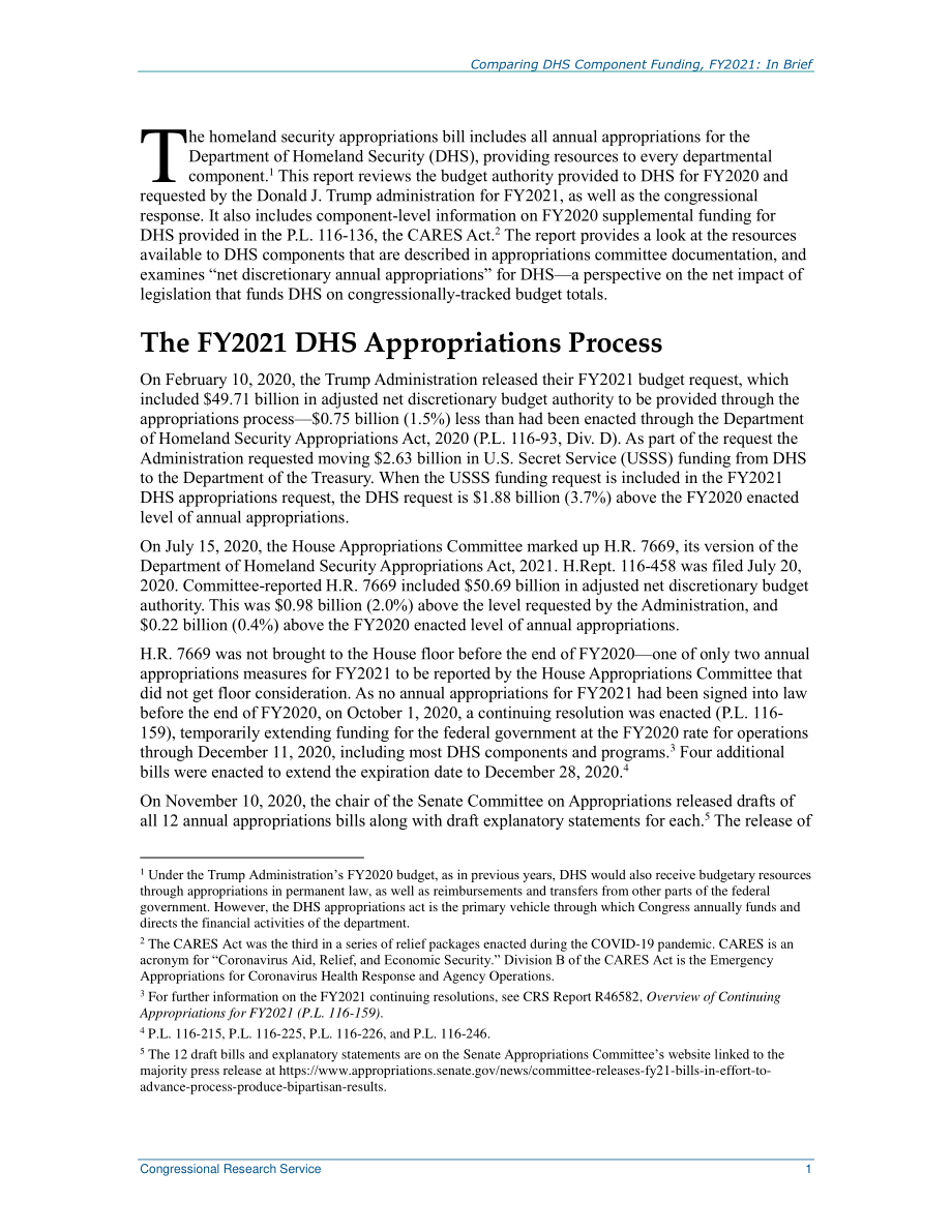 [20210104]R46630_比较2021财年DHS部分资金：简言之.pdf_第3页