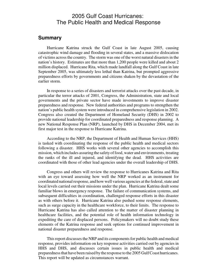 [20060120]RL33096_2005年墨西哥湾海岸飓风：公共卫生和医疗响应.pdf_第2页