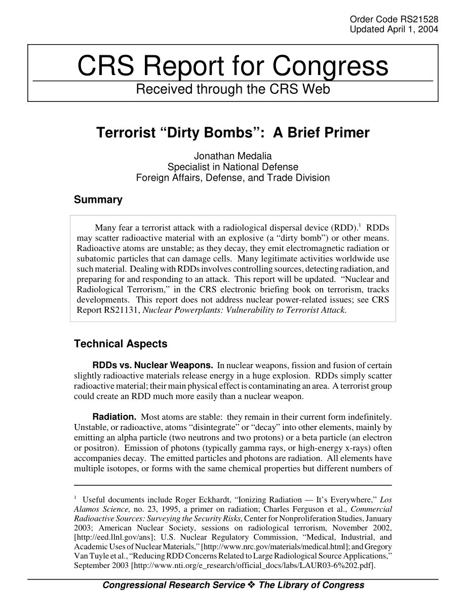 [20040401]RS21528_恐怖分子“脏弹”：一本简短的入门读物.pdf_第1页