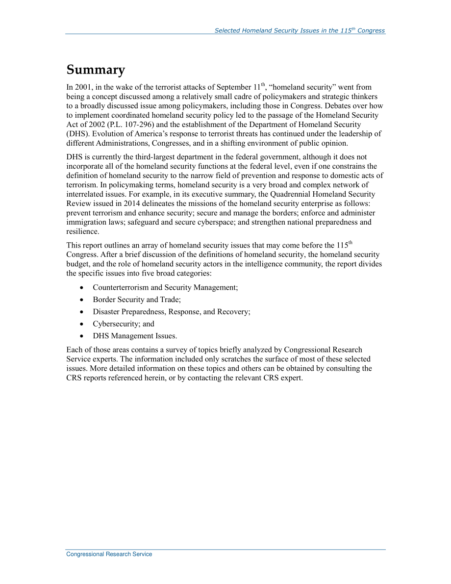 [20170511]R44847_第115届国会国土安全议题选.pdf_第2页