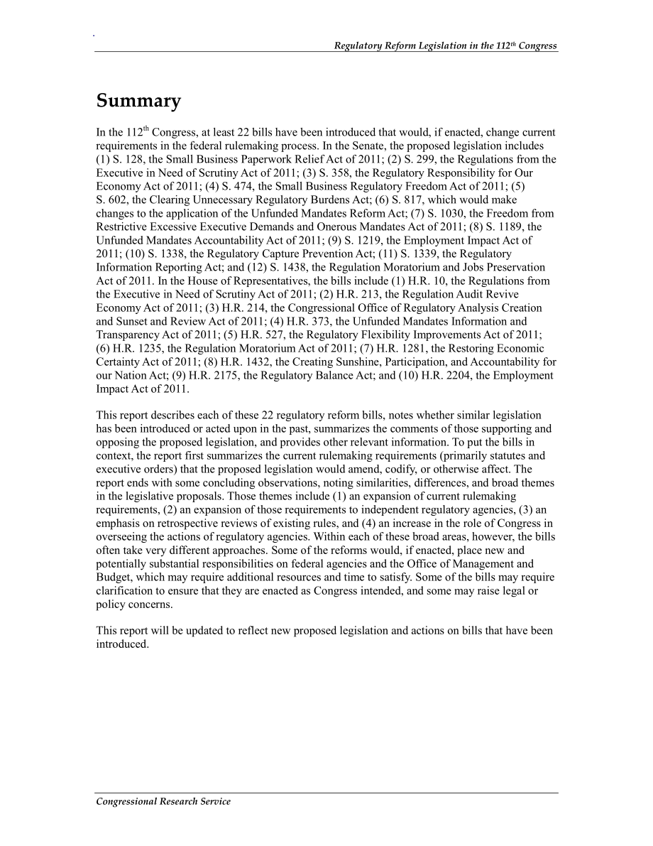 [20110831]R41834_第112届国会监管改革立法.pdf_第2页