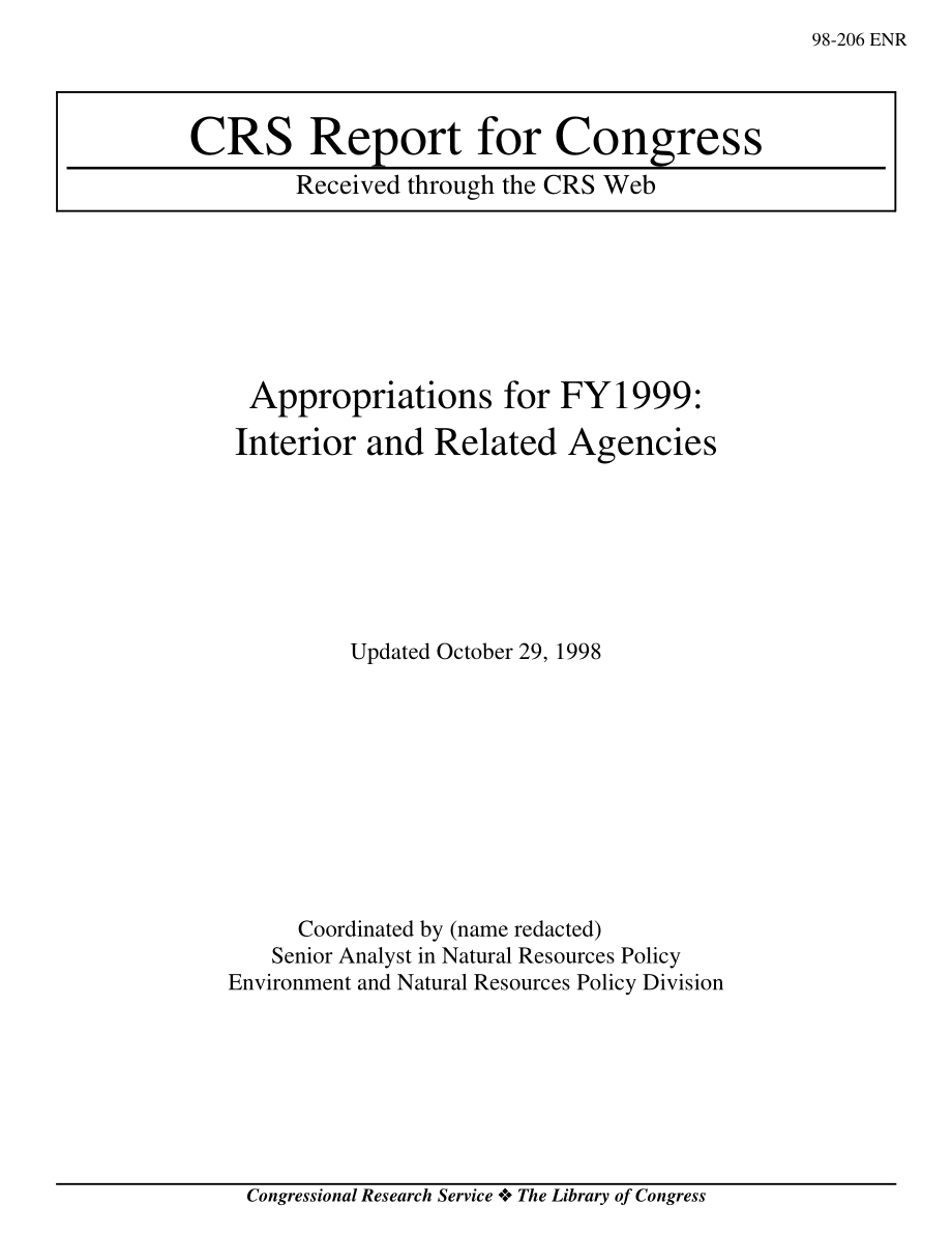[19981029]98-206_Appropriations for FY 1999：内部和相关机构.pdf_第1页