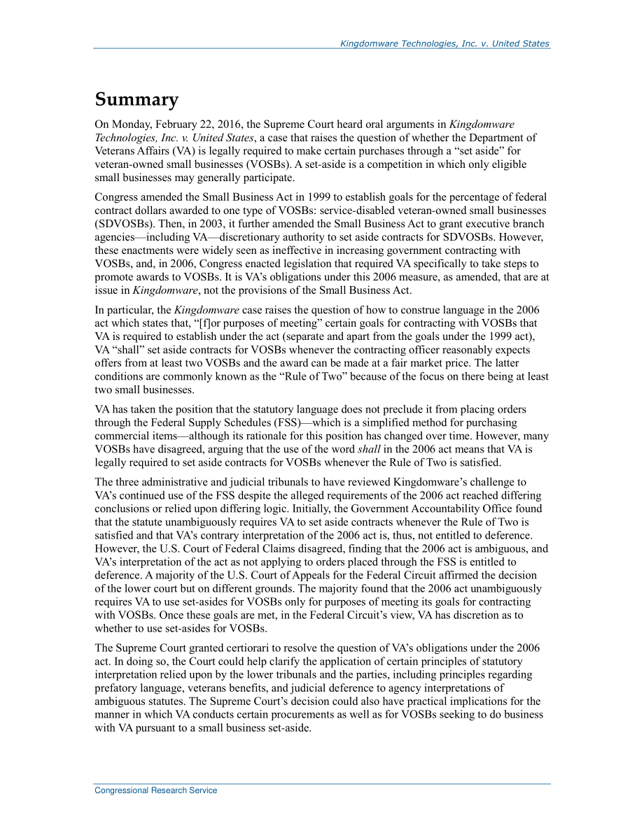 [20160225]R44401_Kingdomware TechnologiesInc.诉美国：一个法定解释案例及其对联邦合同的启示.pdf_第2页
