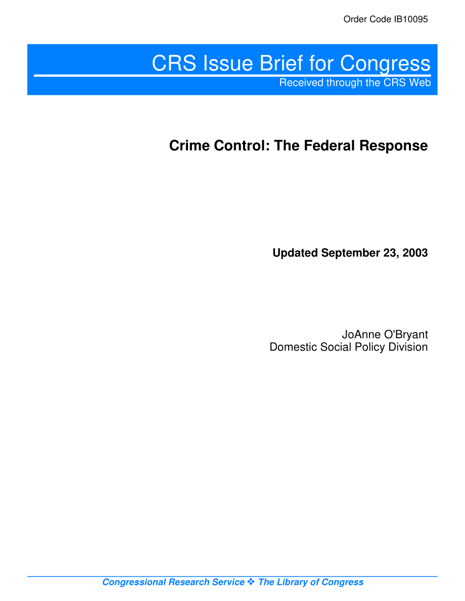 [20030923]IB10095_犯罪控制：联邦政府的回应.pdf_第1页