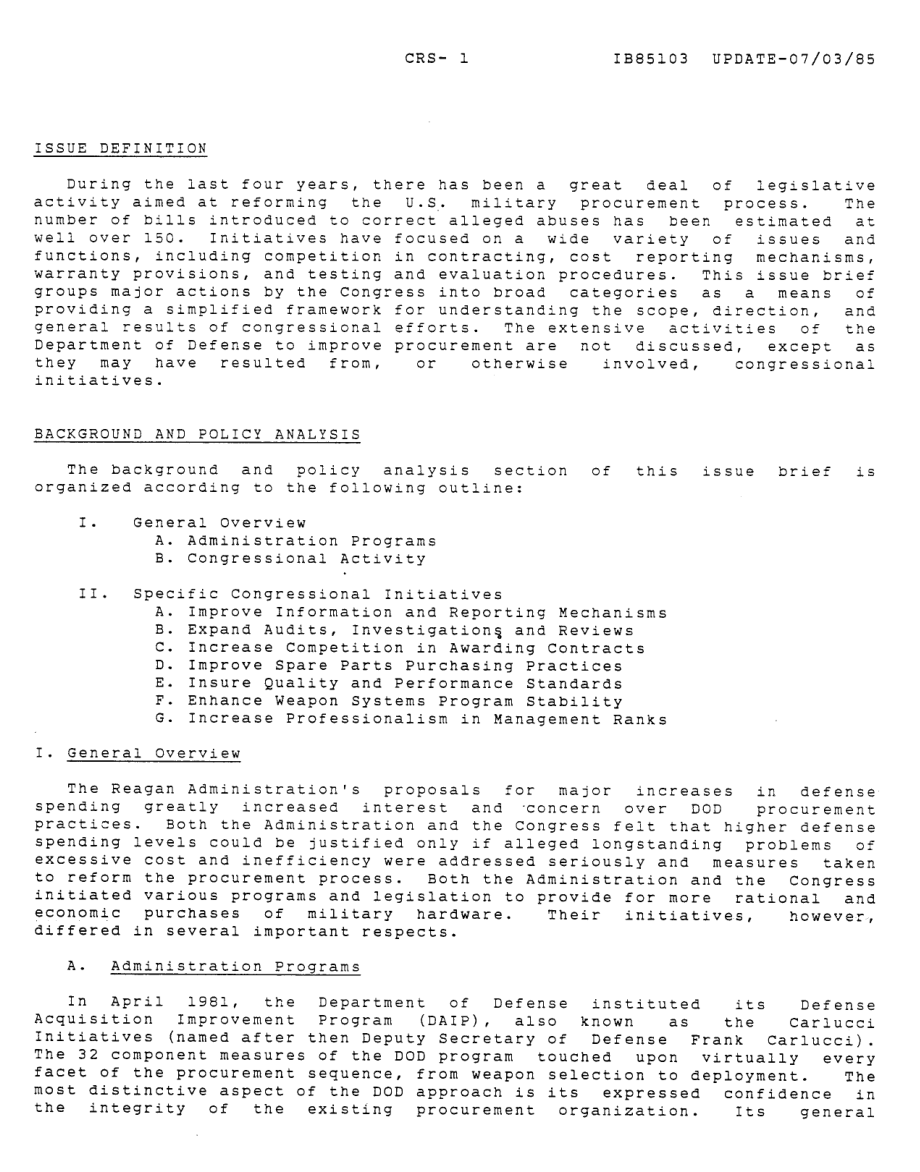 [19850703]IB85103_美国国防采购改革：国会的主要举措.pdf_第3页
