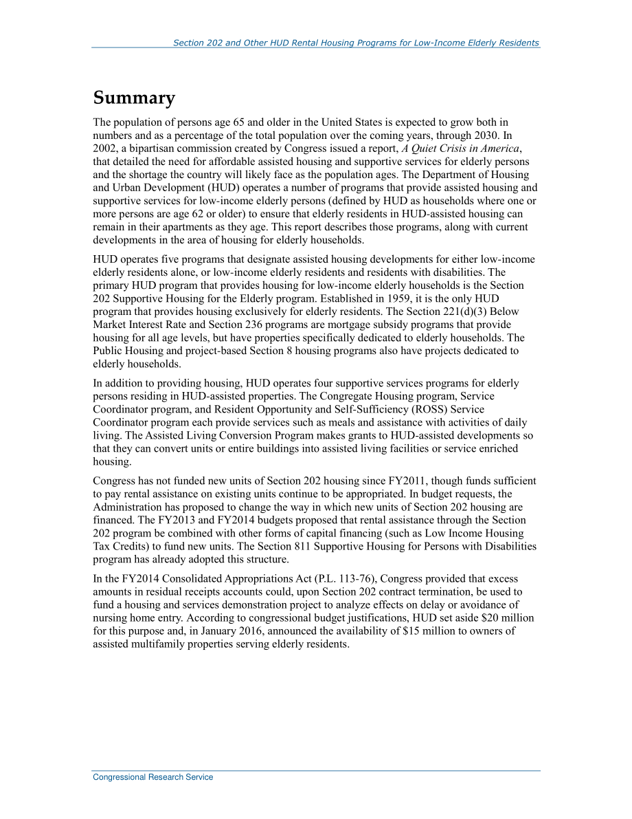 [20160307]RL33508_第202节和其他HUD低收入老年居民租赁住房计划.pdf_第2页