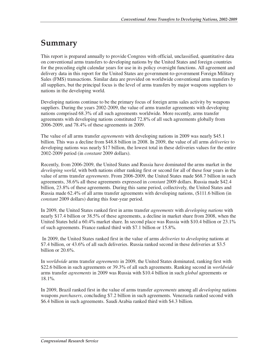 [20100910]R41403_2002-2009年向发展中国家转让常规武器.pdf_第2页