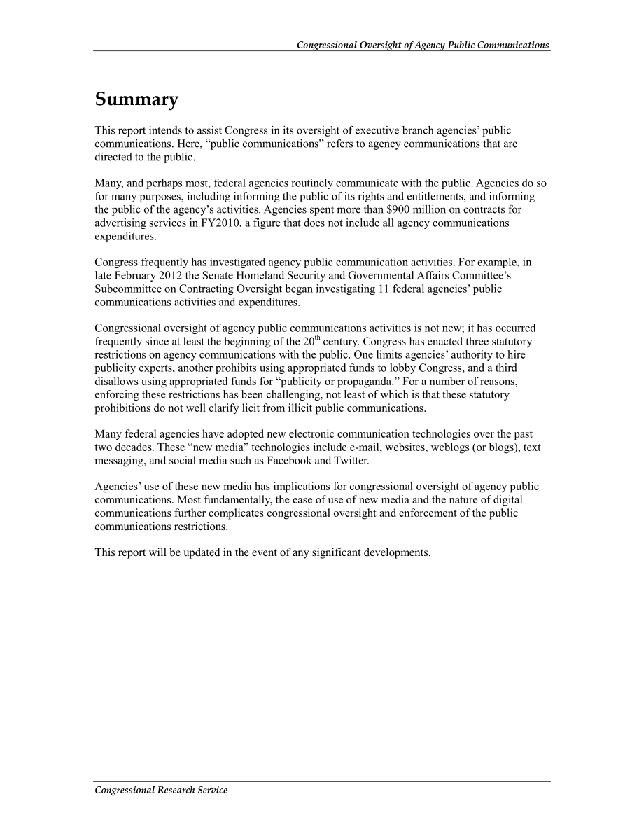 [20120314]R42406_国会对公共通信机构的监督：机构新媒体使用的影响.pdf_第2页