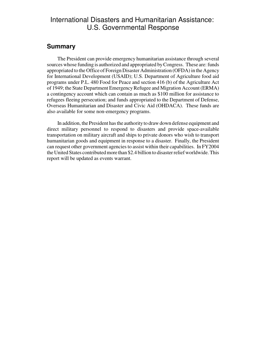 [20050103]RL32714_国际灾害和人道主义援助：美国政府的回应.pdf_第2页