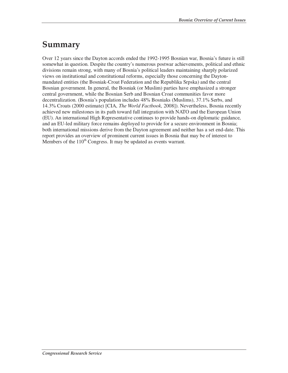 [20080616]RS22324_波斯尼亚：当前问题概述.pdf_第2页