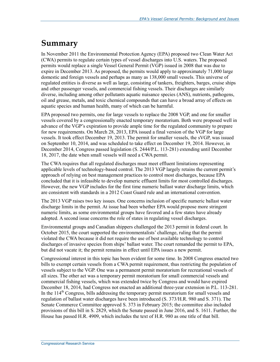 [20161012]R42142_EPA船舶一般许可证：背景和问题.pdf_第2页