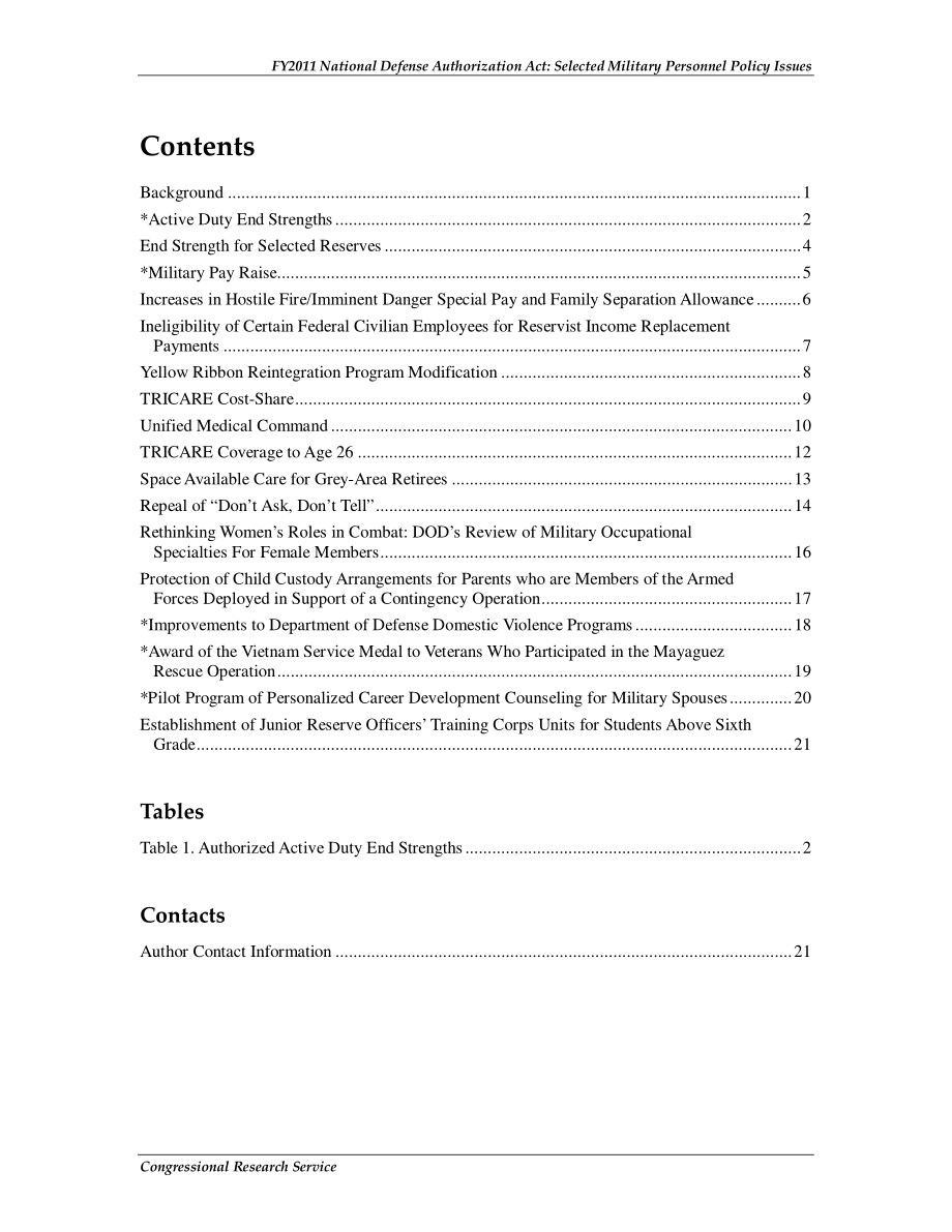 [20110215]R41316_2011财年国防授权法案：选定的军事人员政策问题.pdf_第3页