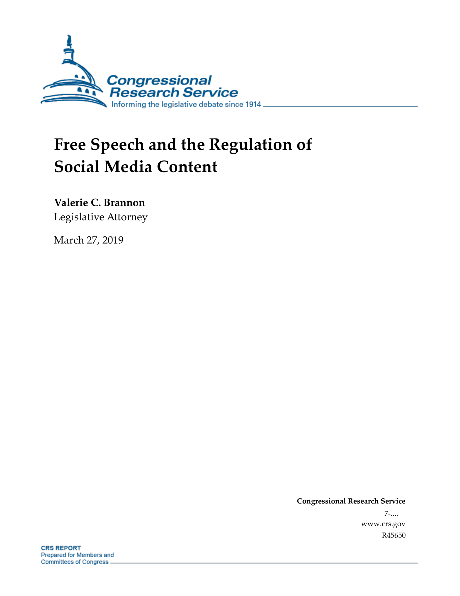 [20190327]R45650_言论自由与社交媒体内容监管.pdf_第1页