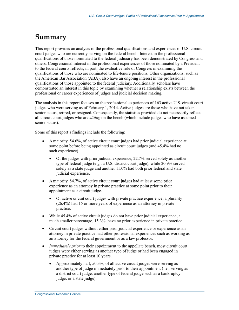 [20140509]R43538_美国巡回法院法官：任命前的专业经验简介 .pdf_第2页