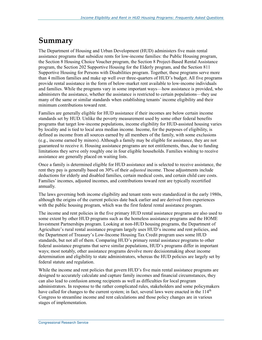 [20170328]R42734_HUD租金援助计划中的收入资格和租金：常见问题解答.pdf_第2页