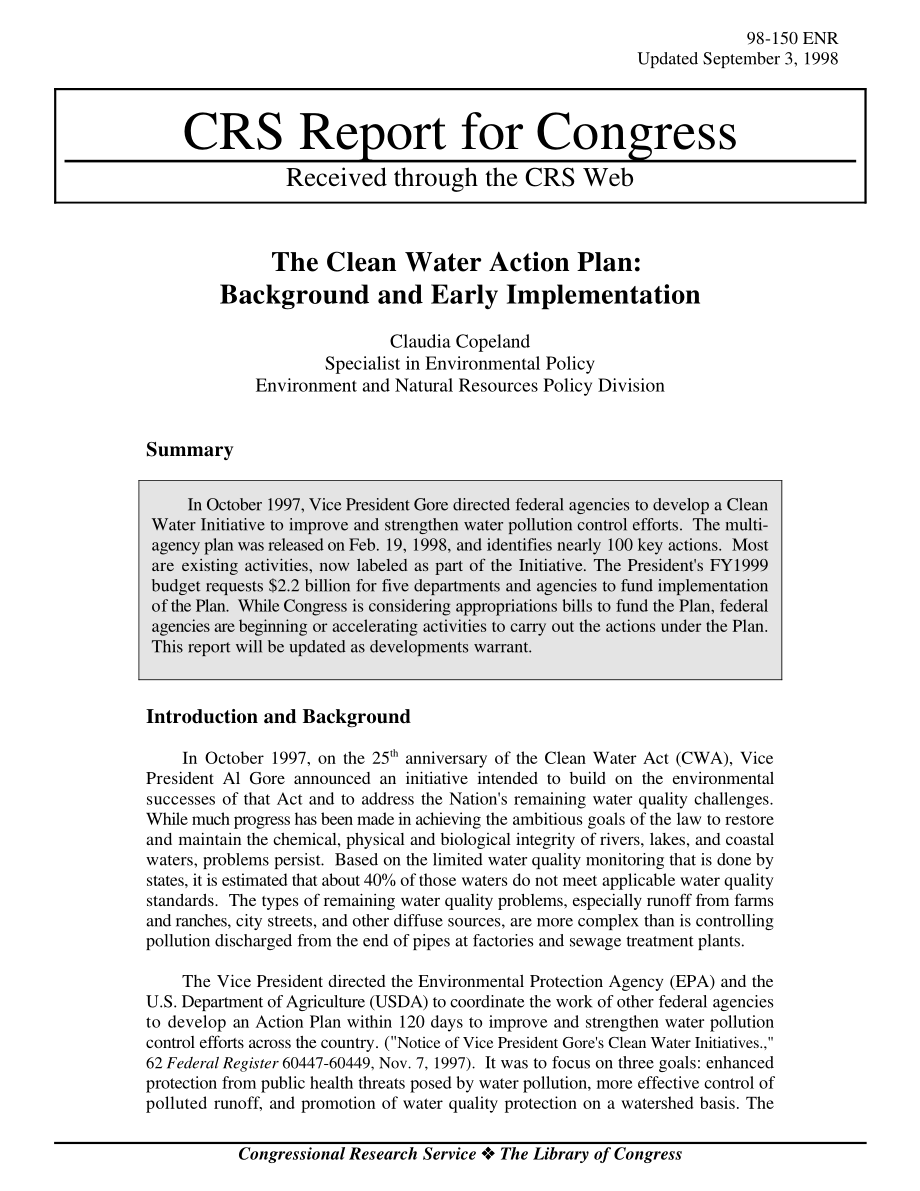 [19980903]98-150ENR_清洁水行动计划：背景和早期实施.pdf_第1页