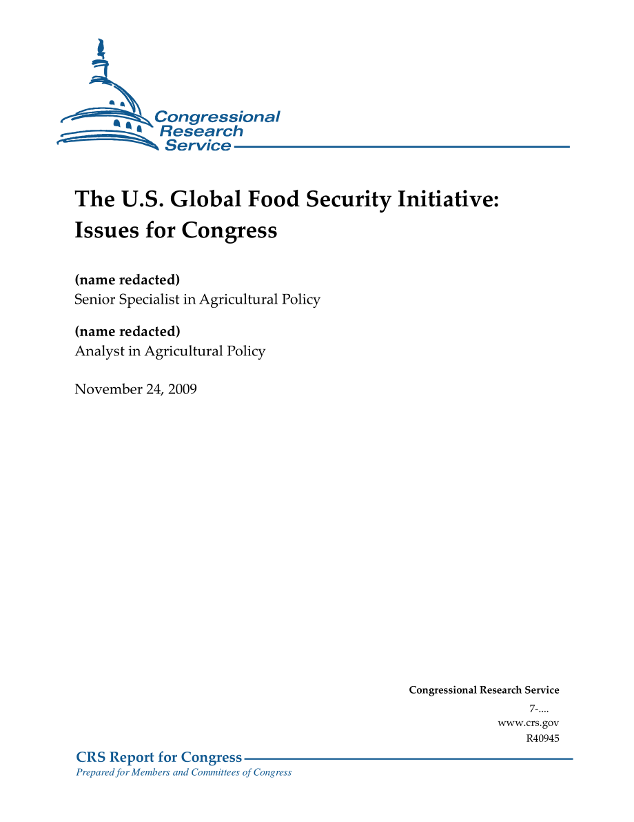 [20091124]R40945_美国全球粮食安全倡议：国会议题.pdf_第1页