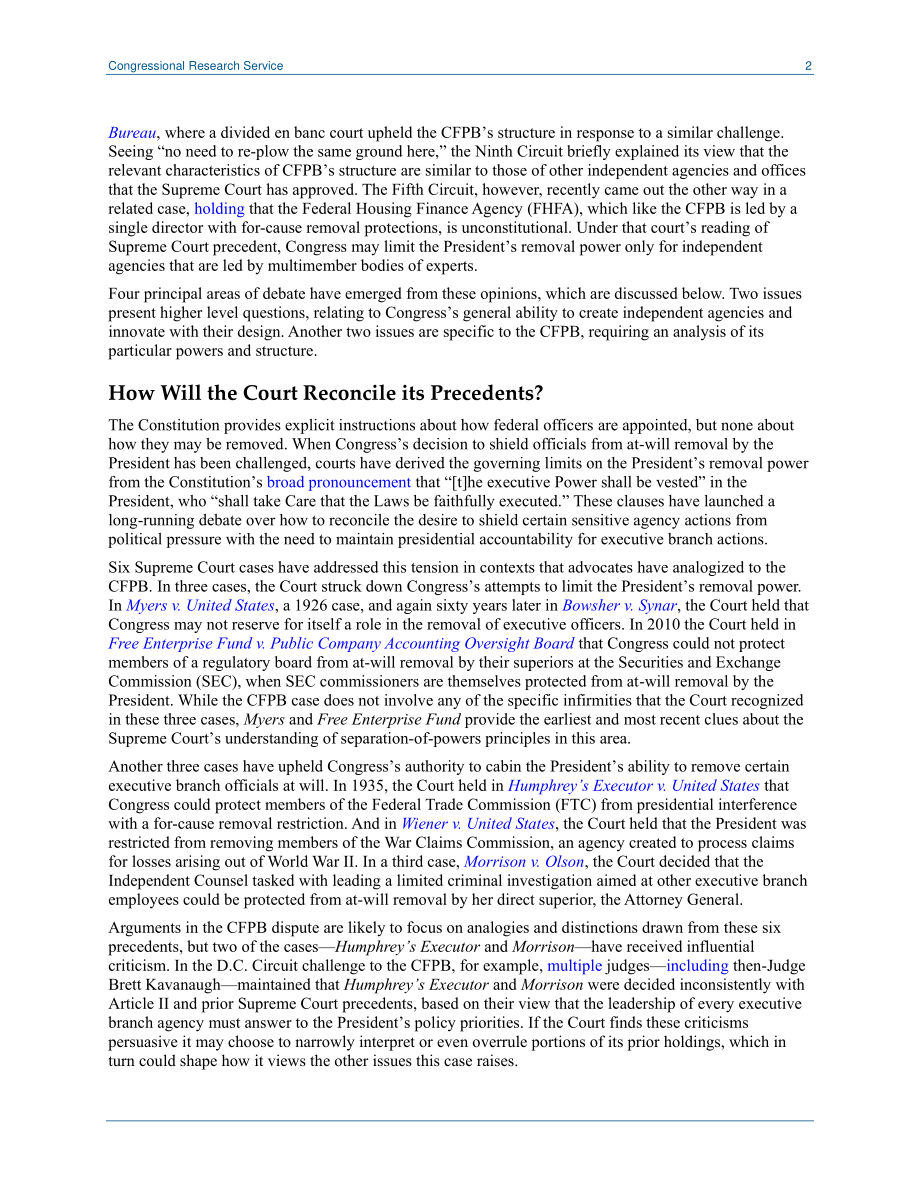 [20191127]LSB10366_最高法院将审查CFPB的合宪性 .pdf_第2页
