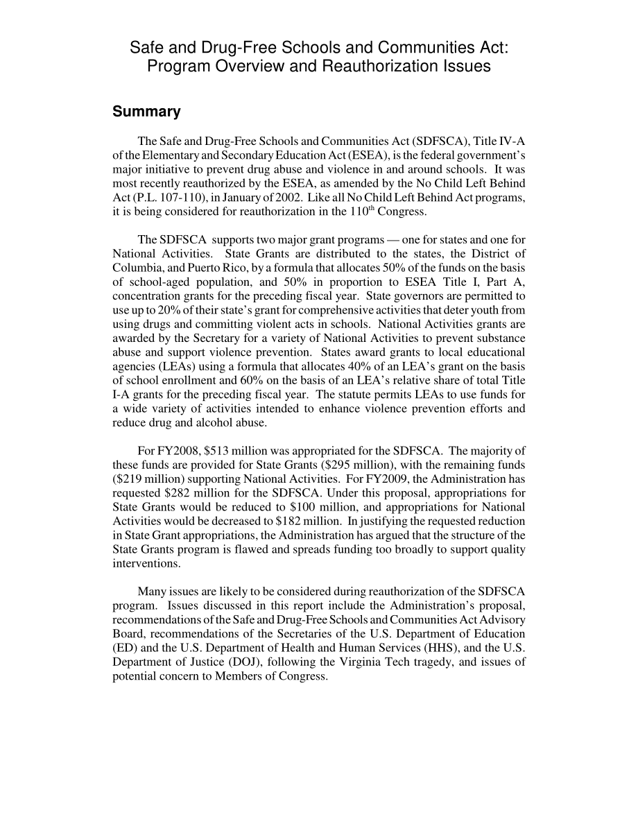 [20080519]RL34496_安全和无毒学校和社区法：计划概述和重新授权问题.pdf_第2页