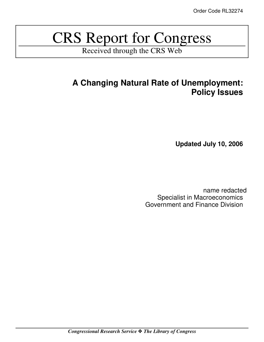[20060710]RL32274_不断变化的自然失业率：政策问题.pdf_第1页