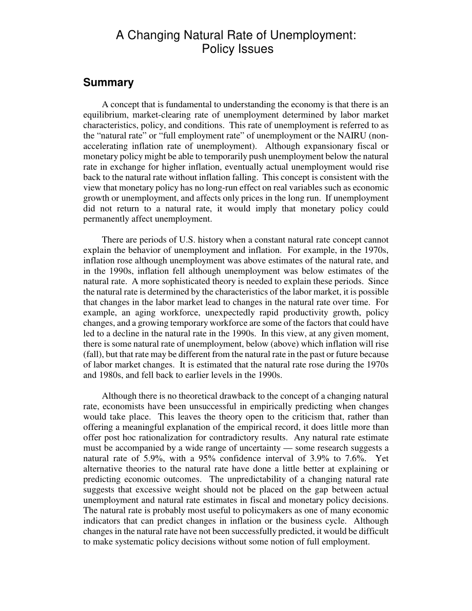 [20060710]RL32274_不断变化的自然失业率：政策问题.pdf_第2页