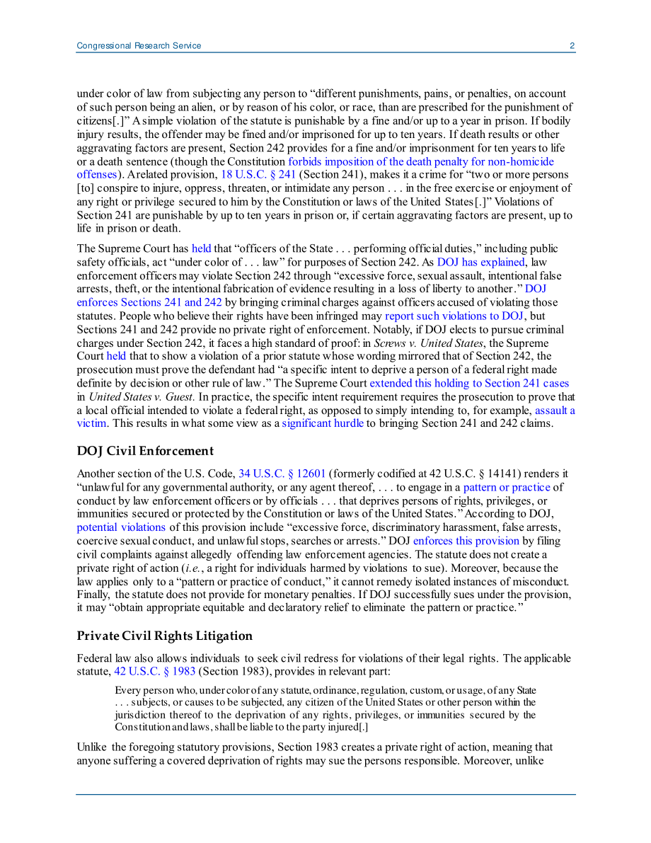 [20200625]LSB10486_国会和警察改革：现行法律和最新提案.pdf_第2页