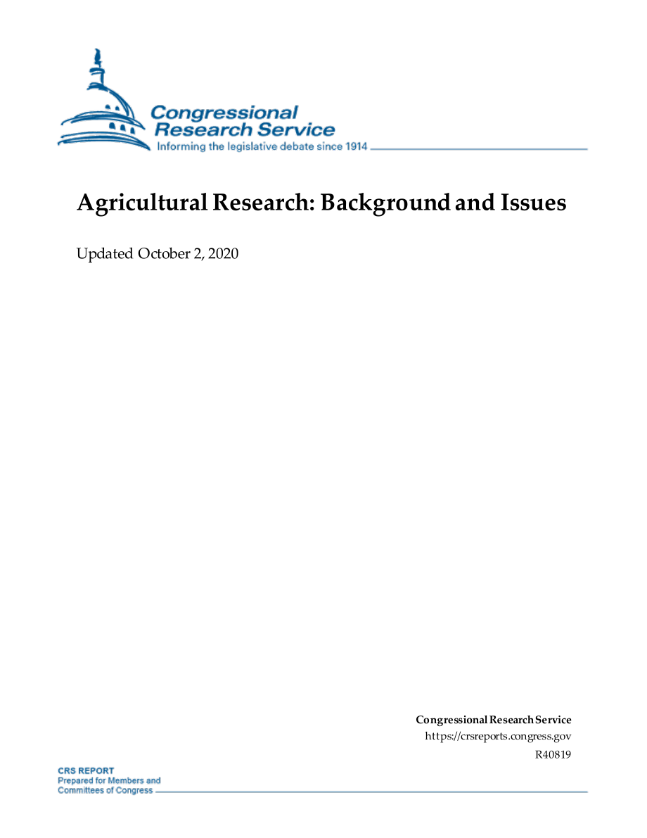 [20201002]R40819_农业研究：背景和问题.pdf_第1页