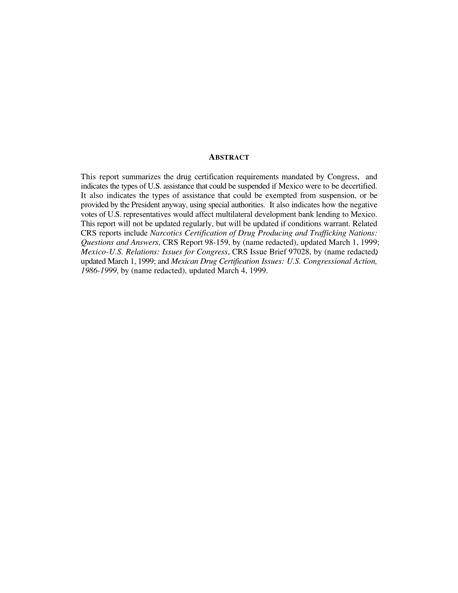 [19990304]RL30080_1999年墨西哥和药品认证：取消认证的后果.pdf_第2页