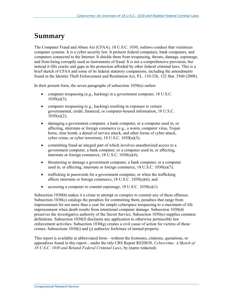 [20141015]97-1025_网络犯罪：联邦计算机欺诈和滥用法规及相关联邦刑法概述.pdf_第2页