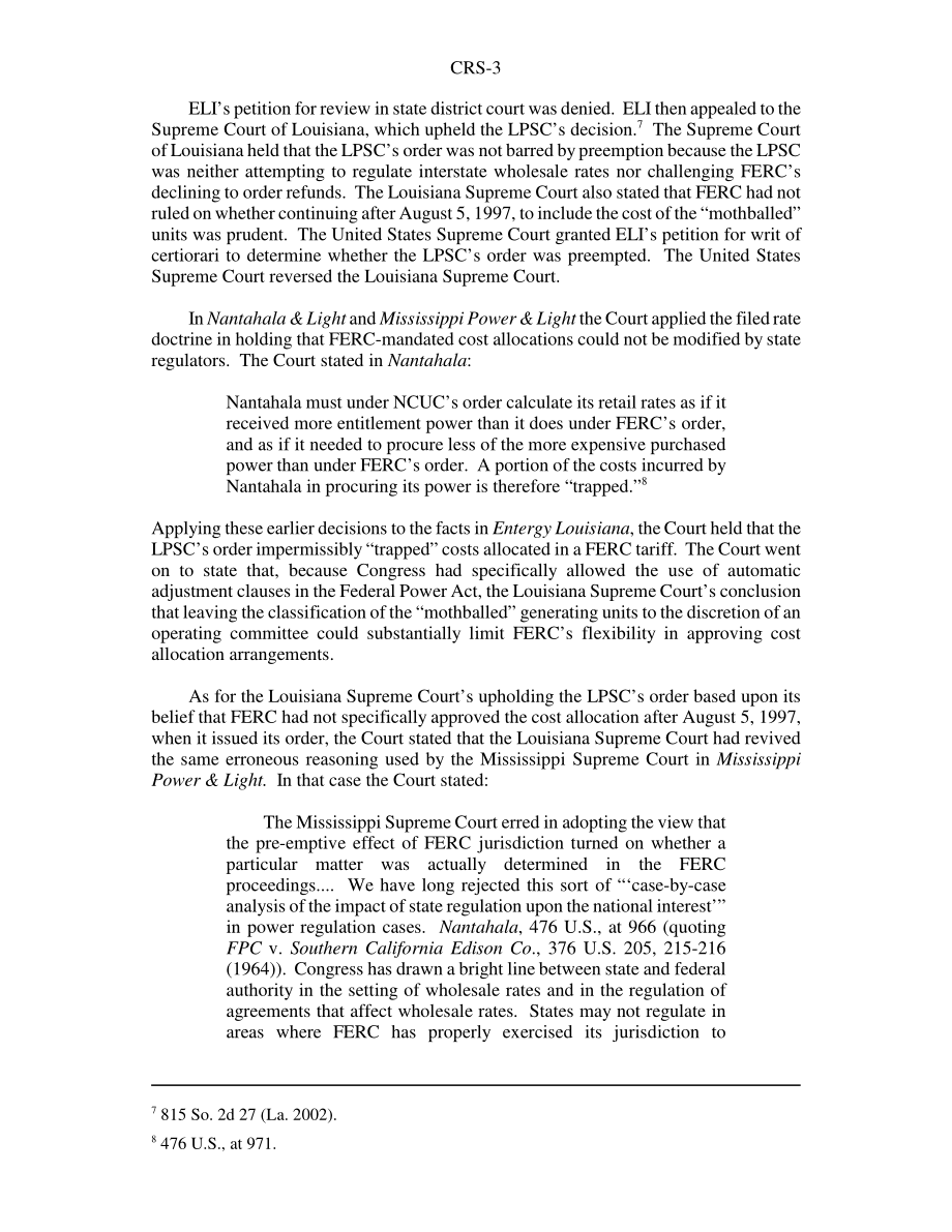 [20030701]RS21559_Entergy LouisianaInc.诉路易斯安那州公共服务委员会：联邦能源监管委员会命令的先发制人效力.pdf_第3页