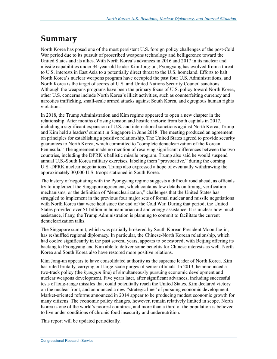 [20180727]R41259_朝鲜：美国关系、核外交和国内局势.pdf_第2页