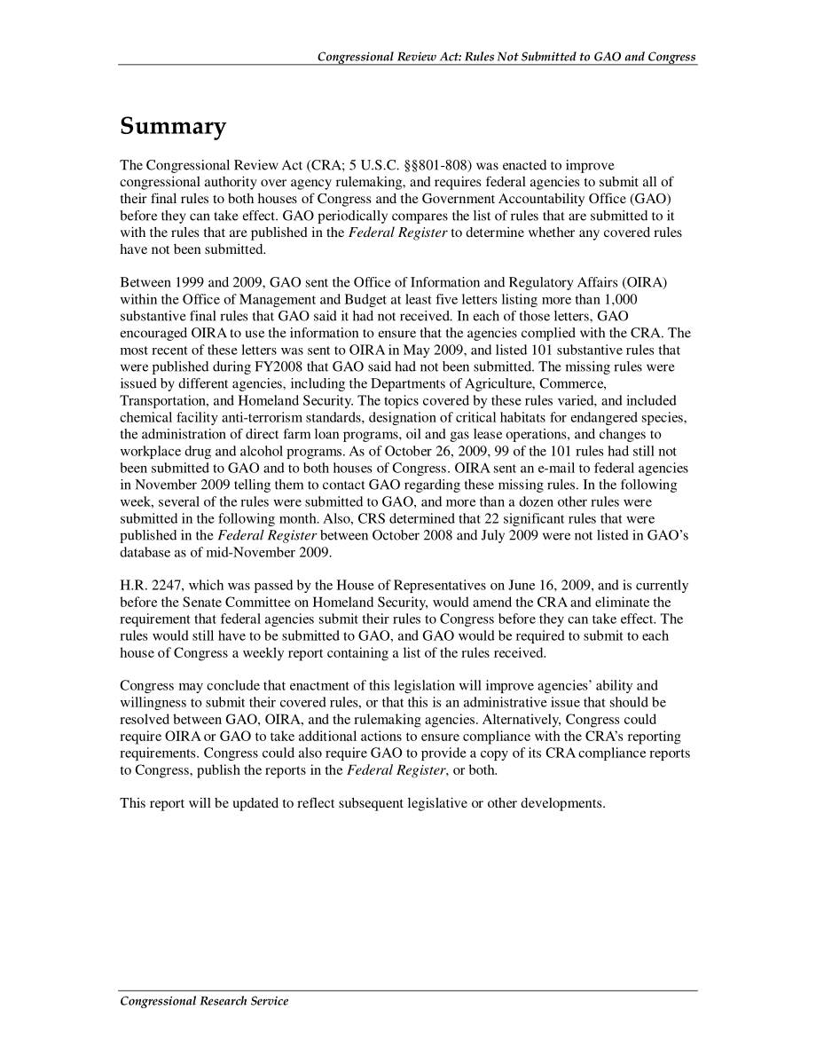 [20091229]R40997_国会审查法案：未提交GAO和国会的规则.pdf_第2页