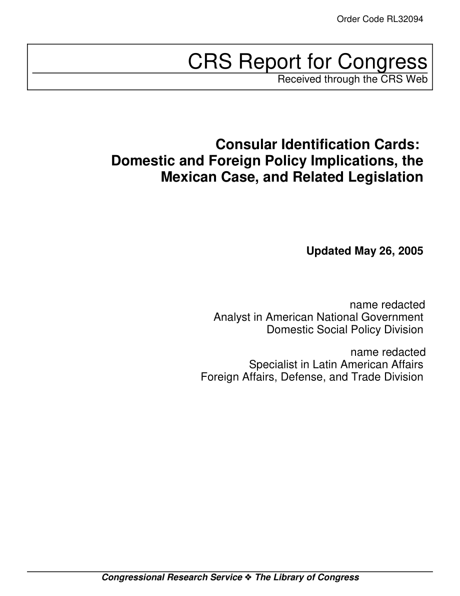 [20050526]RL32094_领事身份证：国内外政策影响、墨西哥案例和相关立法.pdf_第1页