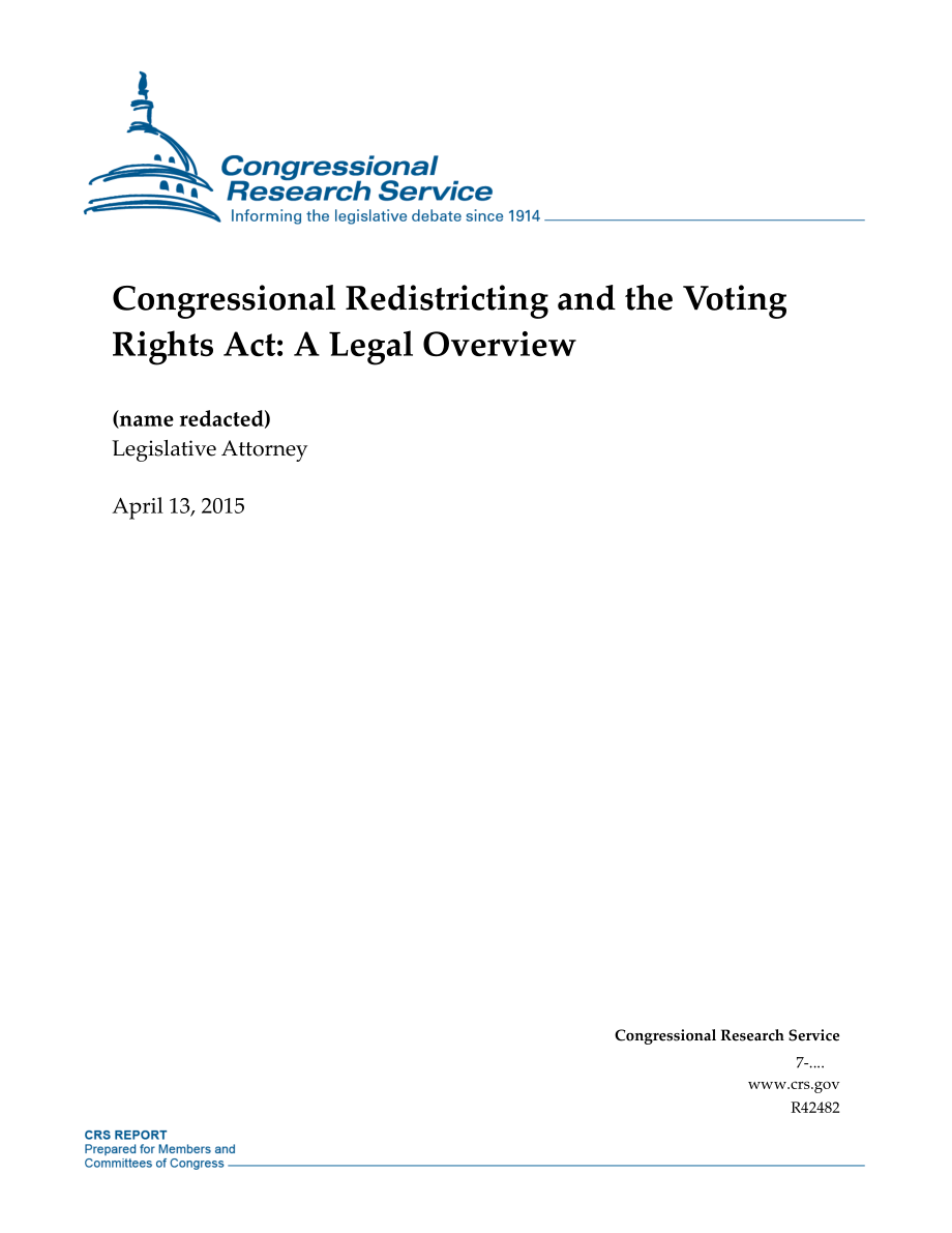 [20150413]R42482_国会重新划分选区和投票权法案：法律概述.pdf_第1页