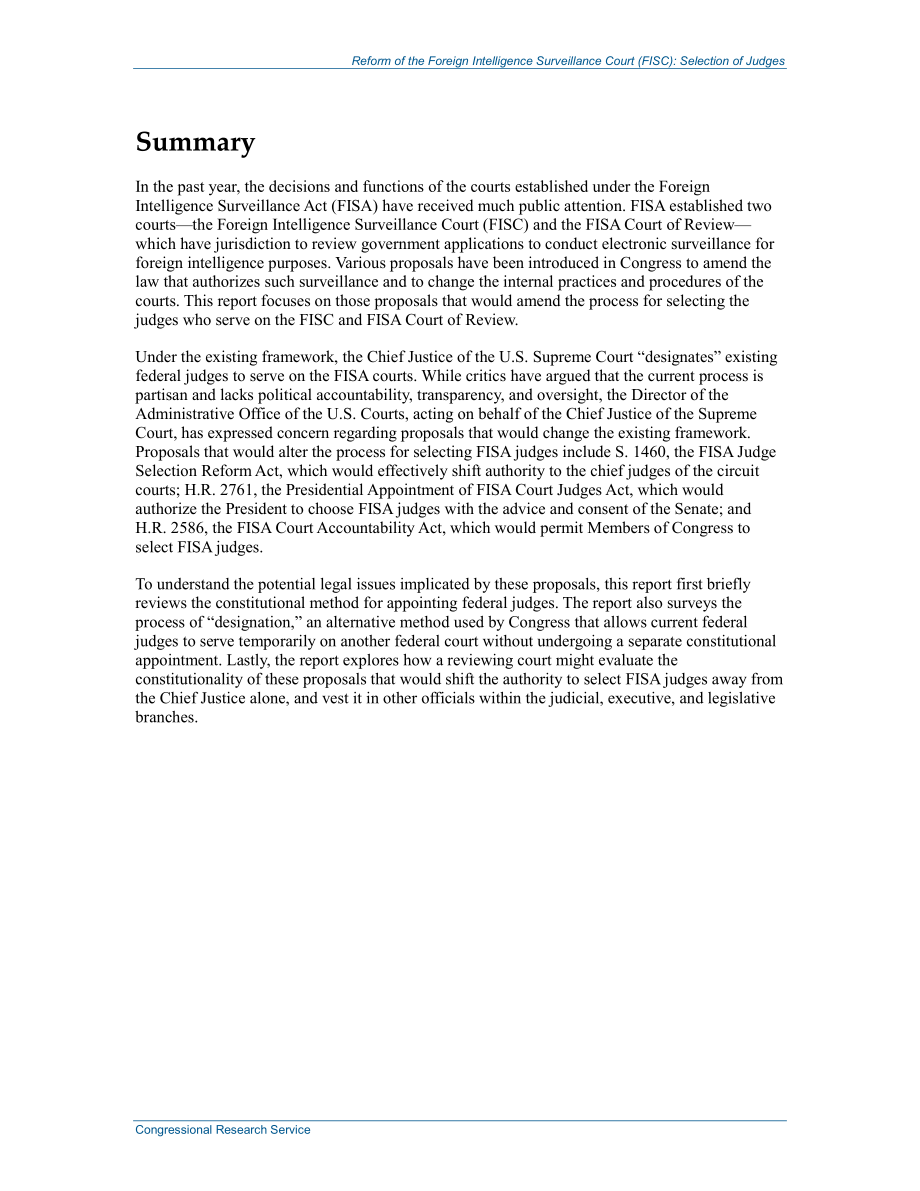 [20140507]R43534_外国情报监督法院（FISC）的改革：挑选法官.pdf_第2页