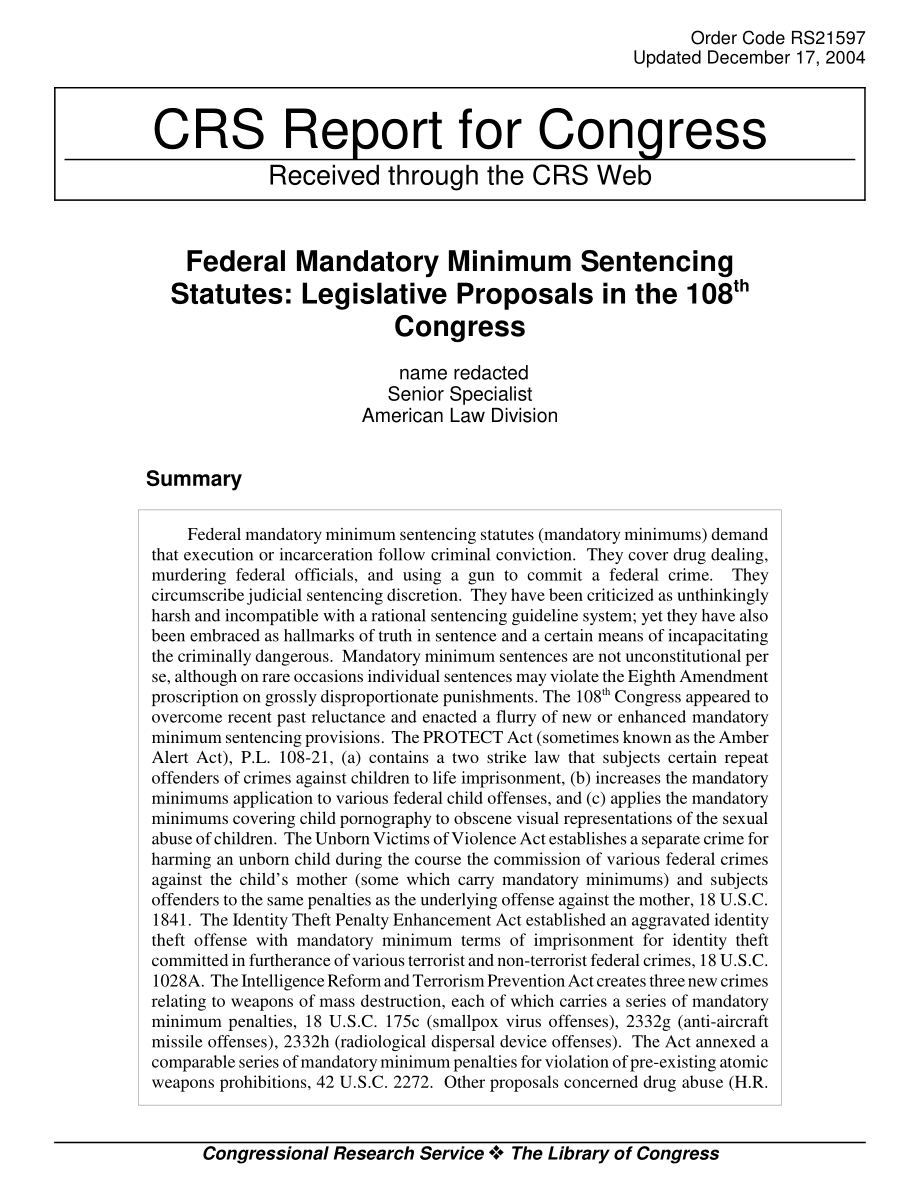 [20041217]RS21597_联邦强制性最低量刑法规：第108届国会的立法提案.pdf_第1页