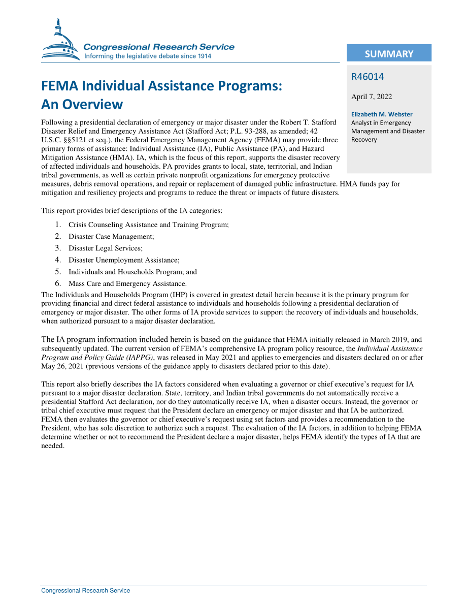 [20220407]R46014_FEMA个人援助计划：概述.pdf_第2页