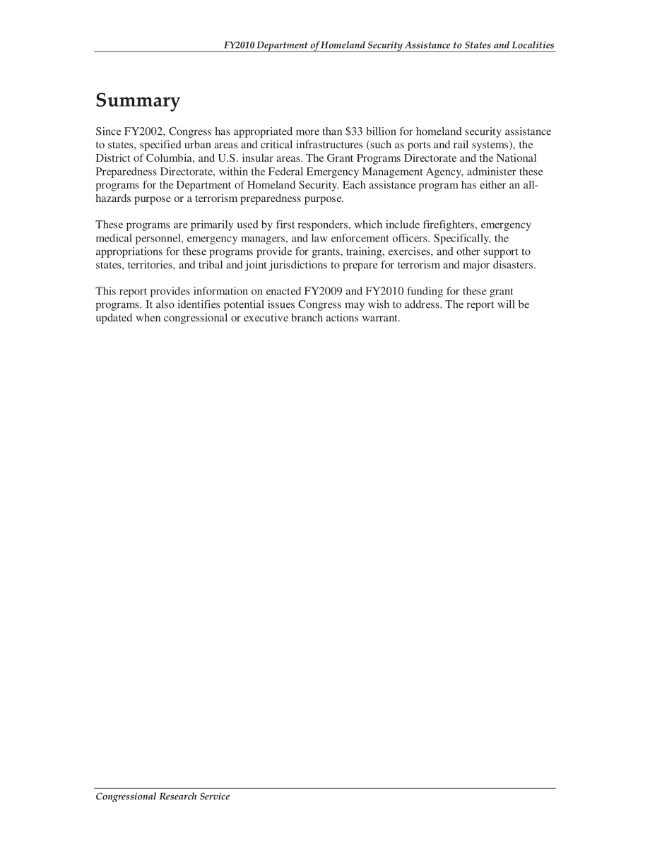 [20091105]R40632_2010财年国土安全部对各州和地方的援助.pdf_第2页