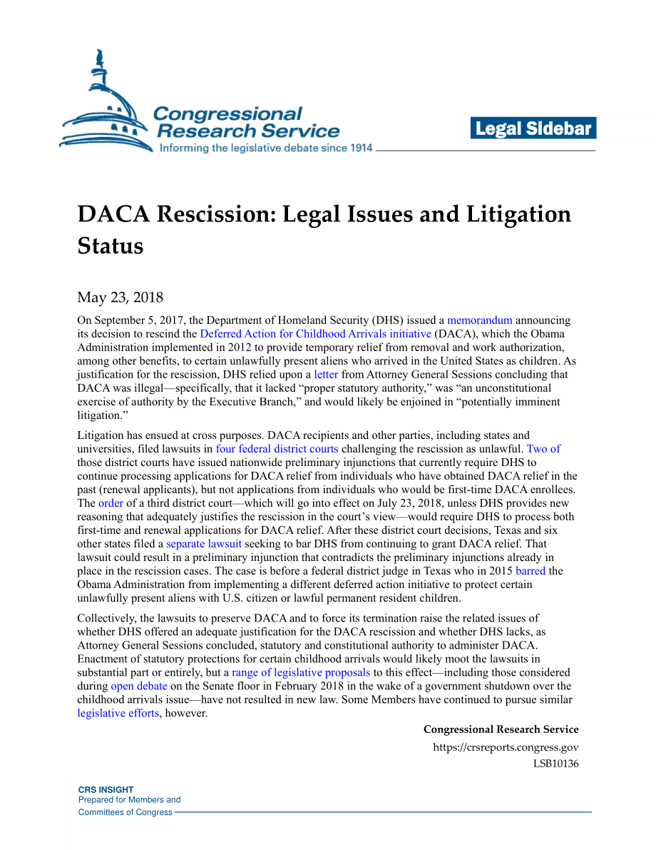 [20180523]LSB10136_DACA撤销：法律问题和诉讼状态.pdf_第1页