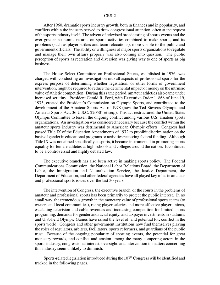 [20030113]RS20880_第107届国会的体育立法.pdf_第2页