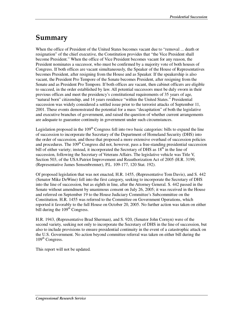 [20070322]RL32969_总统继任：第109届国会立法概述与分析.pdf_第2页