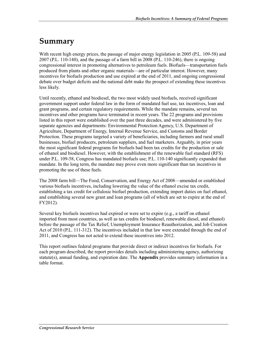 [20120111]R40110_生物燃料奖励：联邦计划摘要.pdf_第2页