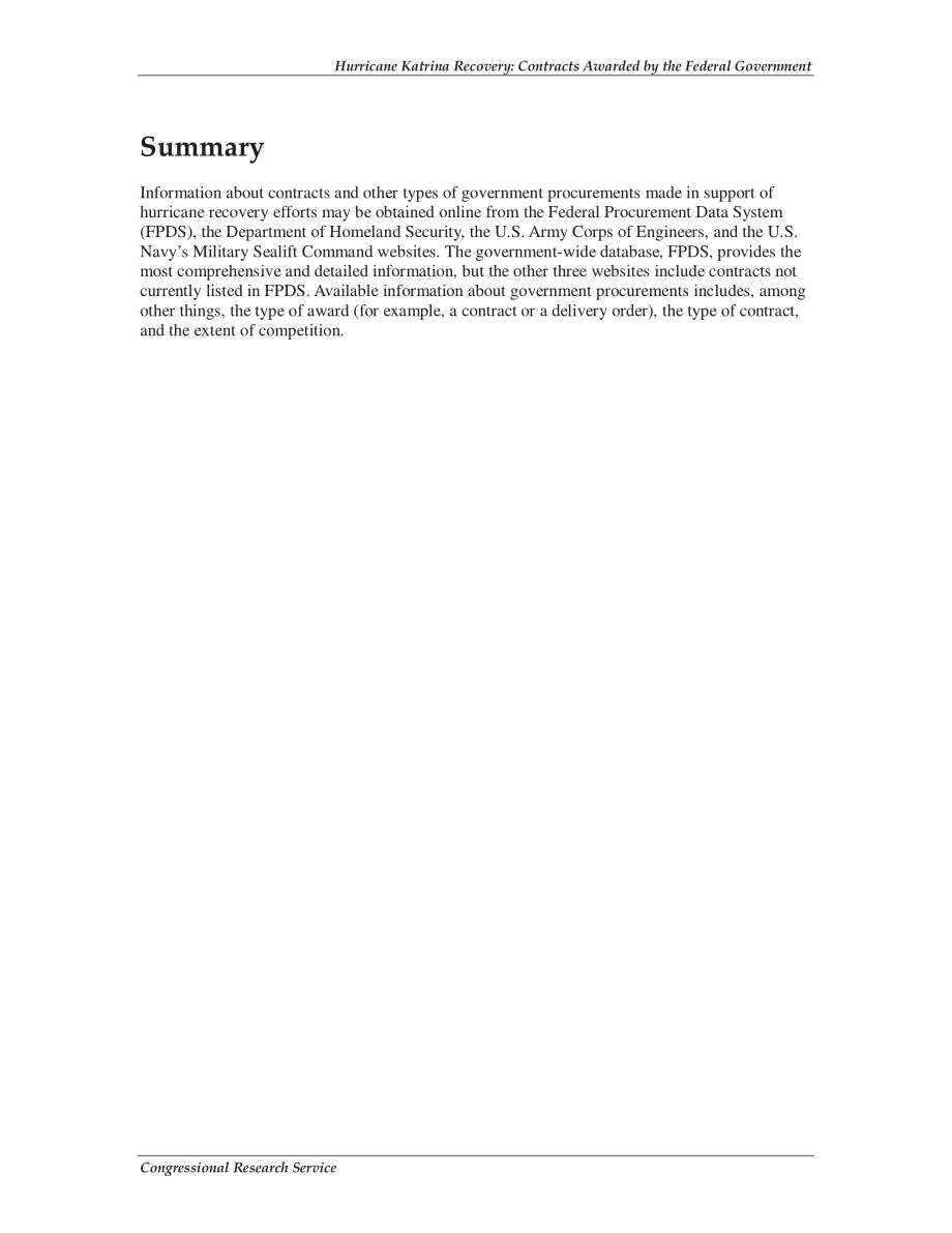 [20051104]RS22314_卡特里娜飓风恢复：联邦政府授予的合同.pdf_第2页